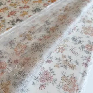 Lyocell pellavalla ja silkki Retro Flowers design E