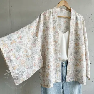 Lyocell pellavalla ja silkki Retro Flowers design E