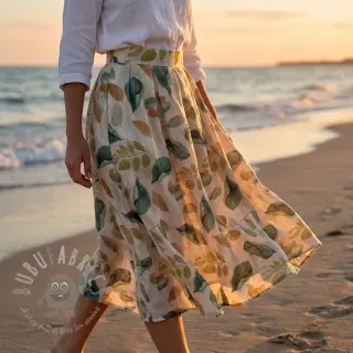 Lyocell pellavalla ja silkki Retro Flowers design Ja