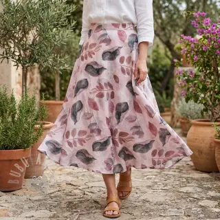 Lyocell pellavalla ja silkki Retro Flowers design B