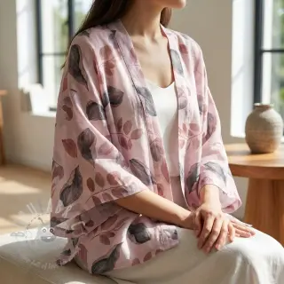 Lyocell pellavalla ja silkki Retro Flowers design B