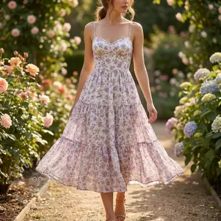 Lyocell pellavalla ja silkki Retro Flowers design C