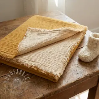 Kaksinkertainen harsokangas/musliini DOUBLE FACE old yellow