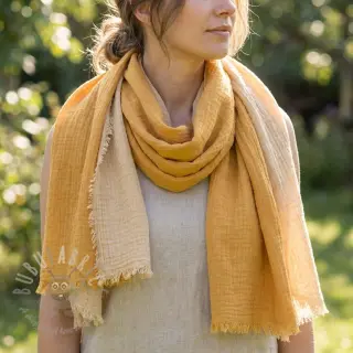 Kaksinkertainen harsokangas/musliini DOUBLE FACE old yellow