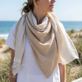 Kaksinkertainen harsokangas/musliini DOUBLE FACE sand
