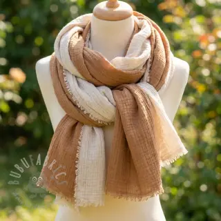 Kaksinkertainen harsokangas/musliini DOUBLE FACE light pebble