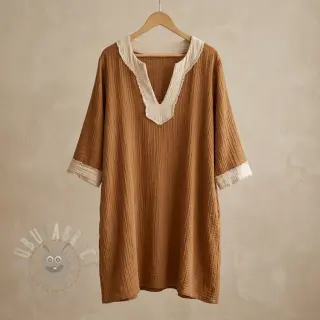 Kaksinkertainen harsokangas/musliini DOUBLE FACE light pebble