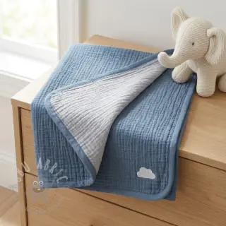 Kaksinkertainen harsokangas/musliini DOUBLE FACE cloud blue