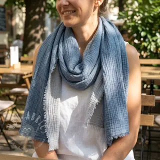 Kaksinkertainen harsokangas/musliini DOUBLE FACE cloud blue