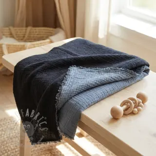 Kaksinkertainen harsokangas/musliini DOUBLE FACE marine