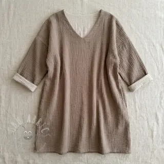 Kaksinkertainen harsokangas/musliini DOUBLE FACE pebble