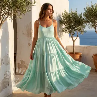 Viskoosi pellavalla BUBBLY misty jade