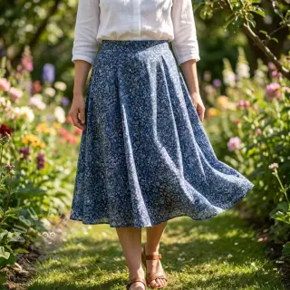 Viskoosi RAYON POPLIN White flowers design C