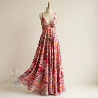 Viskoosi RAYON POPLIN Blossoms design Ja