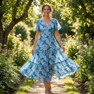Viskoosi RAYON POPLIN Flower sea design D