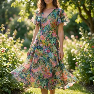 Viskoosi RAYON POPLIN Eve design B