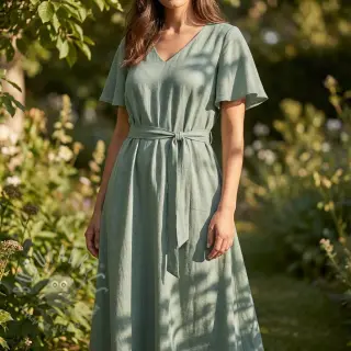 Viskoosi pellavalla WASHED old green