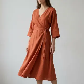 Viskóza s ľanom WASHED terracotta