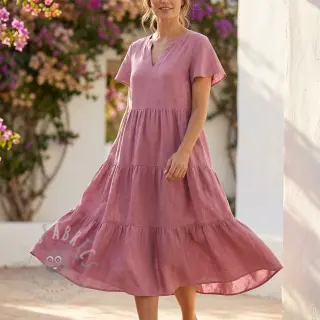 Viskoosi pellavalla WASHED old pink
