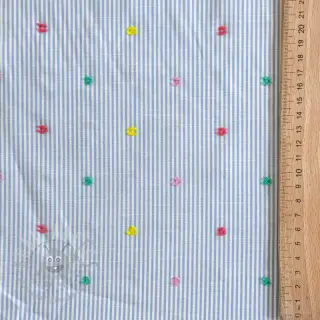 Puuvillakangas DOBBY Stripe and dotty blue