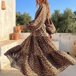 Viskoosi RADIANCE Wild skin brown digital print