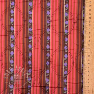 Puuvillakangas VOILE STEPPED Paisley flowers brown digital print