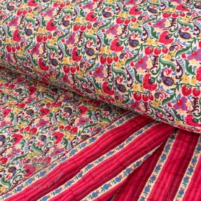 Puuvillakangas VOILE STEPPED Paisley flowers white digital print
