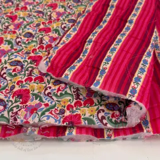 Puuvillakangas VOILE STEPPED Paisley flowers white digital print
