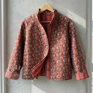 Puuvillakangas VOILE STEPPED Paisley flowers brown digital print