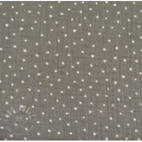 Kaksinkertainen harsokangas/musliini Dots grey/white