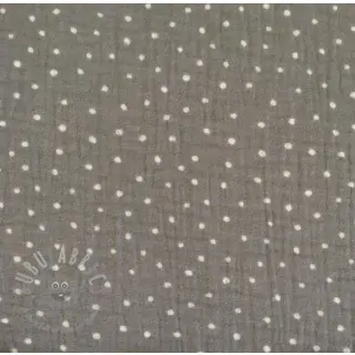 Dvojitá gázovina/mušelín Dots grey/white