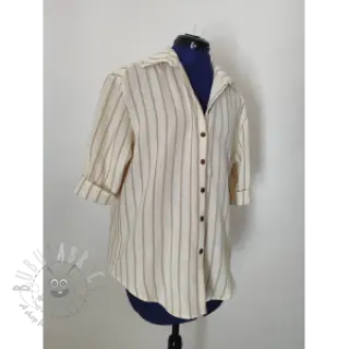Kaksinkertainen harsokangas/musliini YARN DYED Thin strip beige