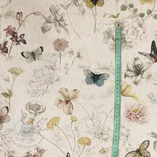 Sisustuskangas Linenlook Butterfly dreamy flower digital print