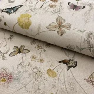Sisustuskangas Linenlook Butterfly dreamy flower digital print