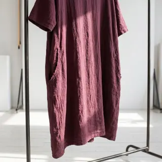 Ľan predpraný STONEWASHED PREMIUM bordeaux