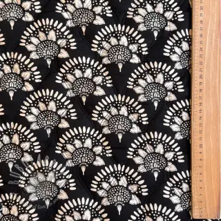 Puuvillakangas VOILE STEPPED Bouquet flowers balck digital print