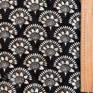 Puuvillakangas VOILE STEPPED Bouquet flowers black digital print