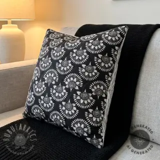 Puuvillakangas VOILE STEPPED Bouquet flowers black digital print