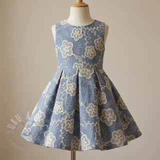 Puuvillakangas JEANS EMBROIDERY Flora design D