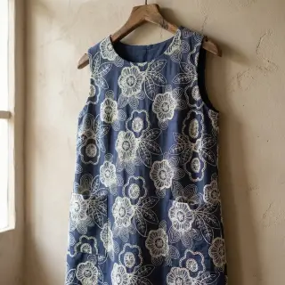 Bavlnená látka JEANS EMBROIDERY Niva design A