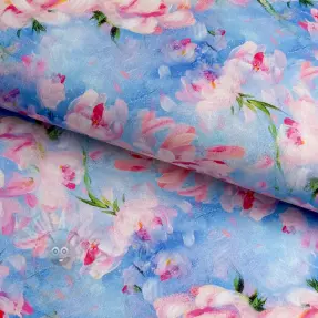 Puuvillakangas SATIN STRETCH Peony roses