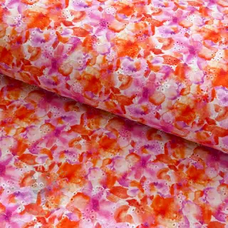 Puuvillakangas EMBROIDERY Viola peach digital print