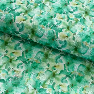 Puuvillakangas EMBROIDERY Viola green digital print