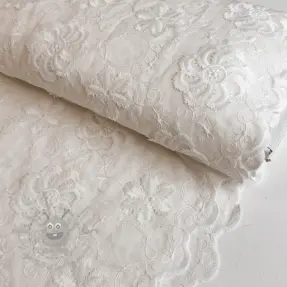 Puuvillakangas EMBROIDERY Catchy Flowy white