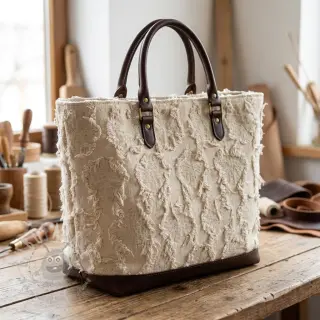 Puuvillakangas pellavalla JACQUARD RUFFLE