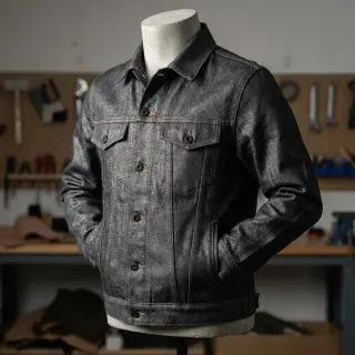 JEANS DENIM Metallic black silver