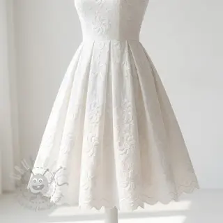 Puuvillakangas EMBROIDERY Catchy Flowy white