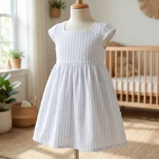 Bavlnená látka EMBROIDERY Flowstripe