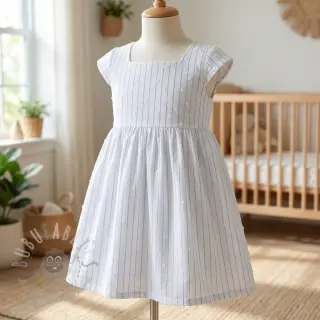 Puuvillakangas EMBROIDERY Flowstripe