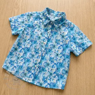 Puuvillakangas EMBROIDERY Viola blue digital print